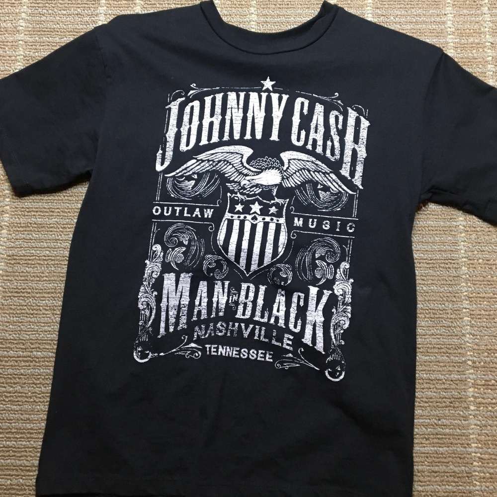 Top Shop Johnny Cash Tee with Fringe Back